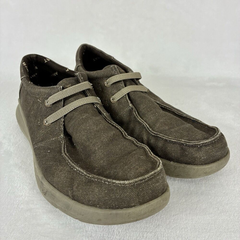 Ariat Hilo Stretch Shoes Men’s Size 8D Brown Canvas Cool Comfort Slip On Loafers